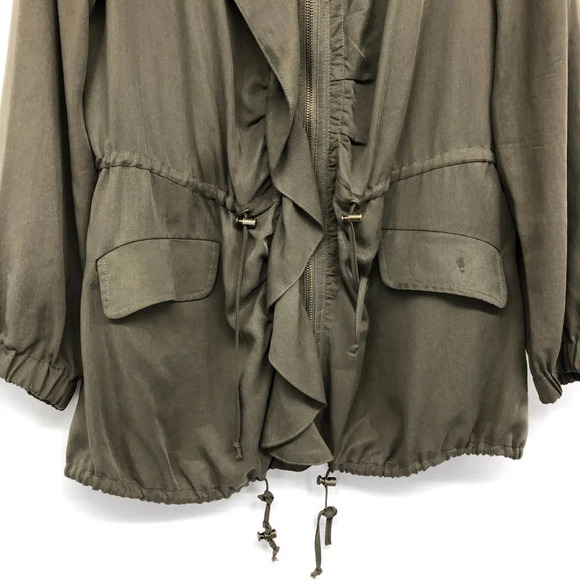 Alfani olive army green full zip hooded anorak jacket size 6 - Picture 5 of 15